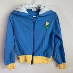 Vintage Hartstrings floral blue and yellow zip up hoodie size 4T Made in the USA